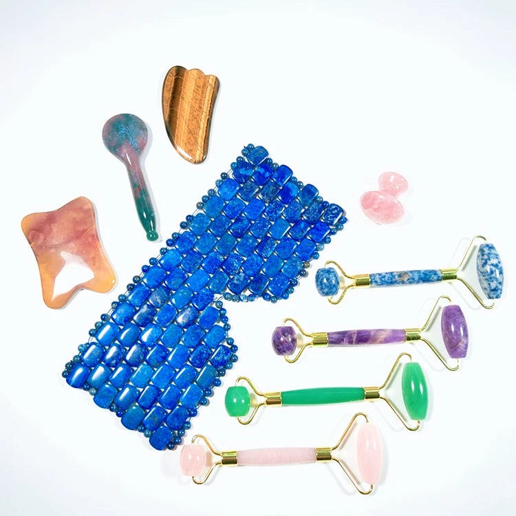 Diy 100% Natural Pure Jade Roller Facial Massage Set Facial Beauty Rose Quartz Jade Roller