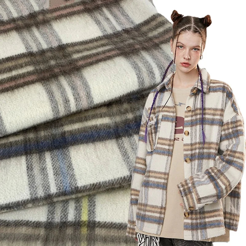 Fabric Rolls Wholesale Italian Tweed Wool Cotton Tela De Tweed Fabric Plaid Trendy Winter Fabrics for Clothing