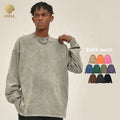 CNSHELL 250gsm Pure Cotton 100 Batik Wash Loose Fit Regular Length Unisex Men Long Sleeve Rib Cuff T-Shirt Streetwear
