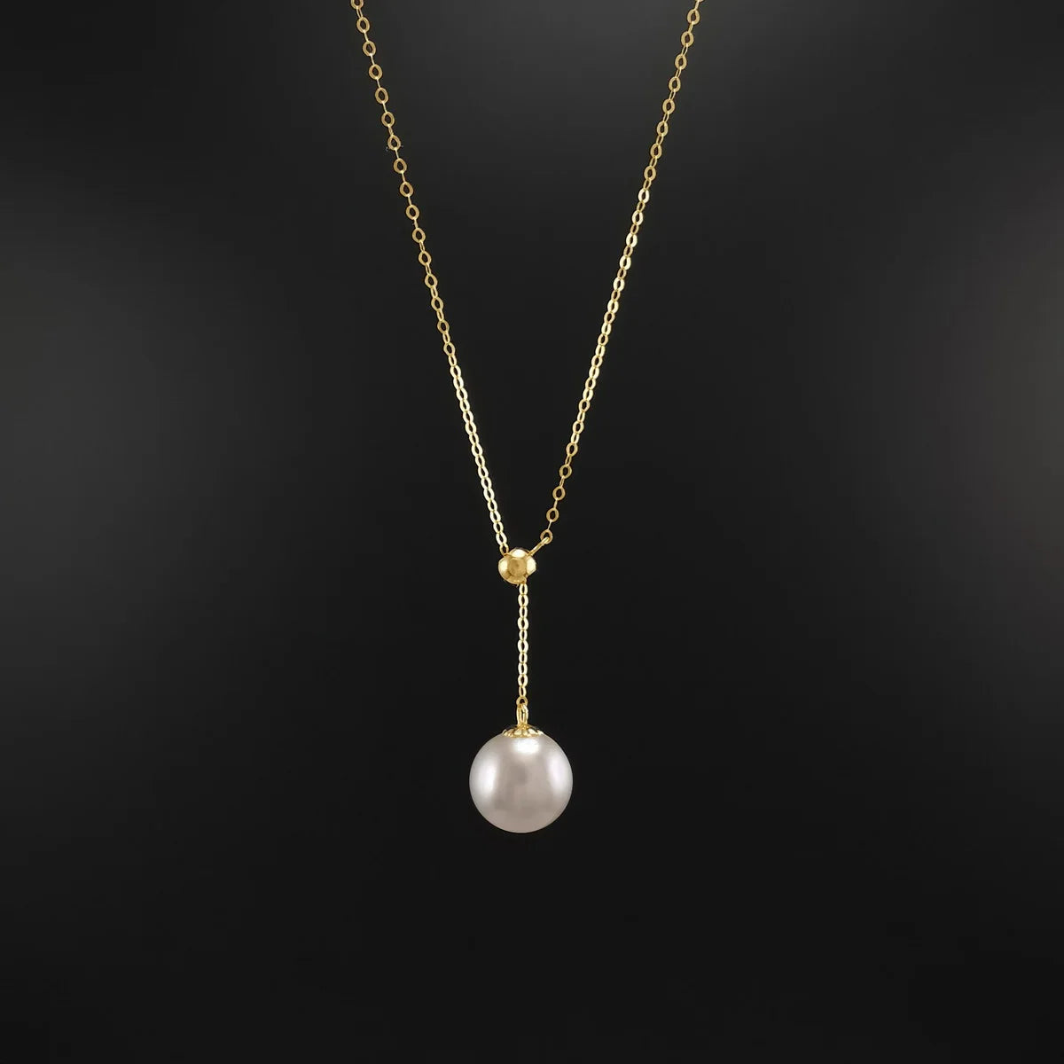 Wholesale Genuine 18k Gold Jewelry Making 1.0 Chain AU750 18 Carat Gold Freshwater Pearl Necklace with Adjustable Size
