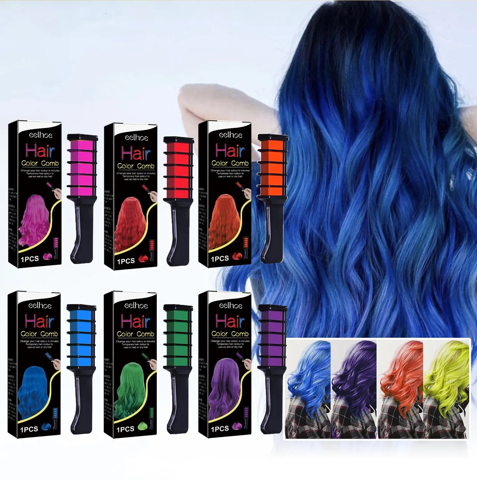 Wholesale Hot Sale SUCCSION Waterproof ABS Hair Chalk Comb 6 Colors DIY Temporary Hair Color Dye Washable