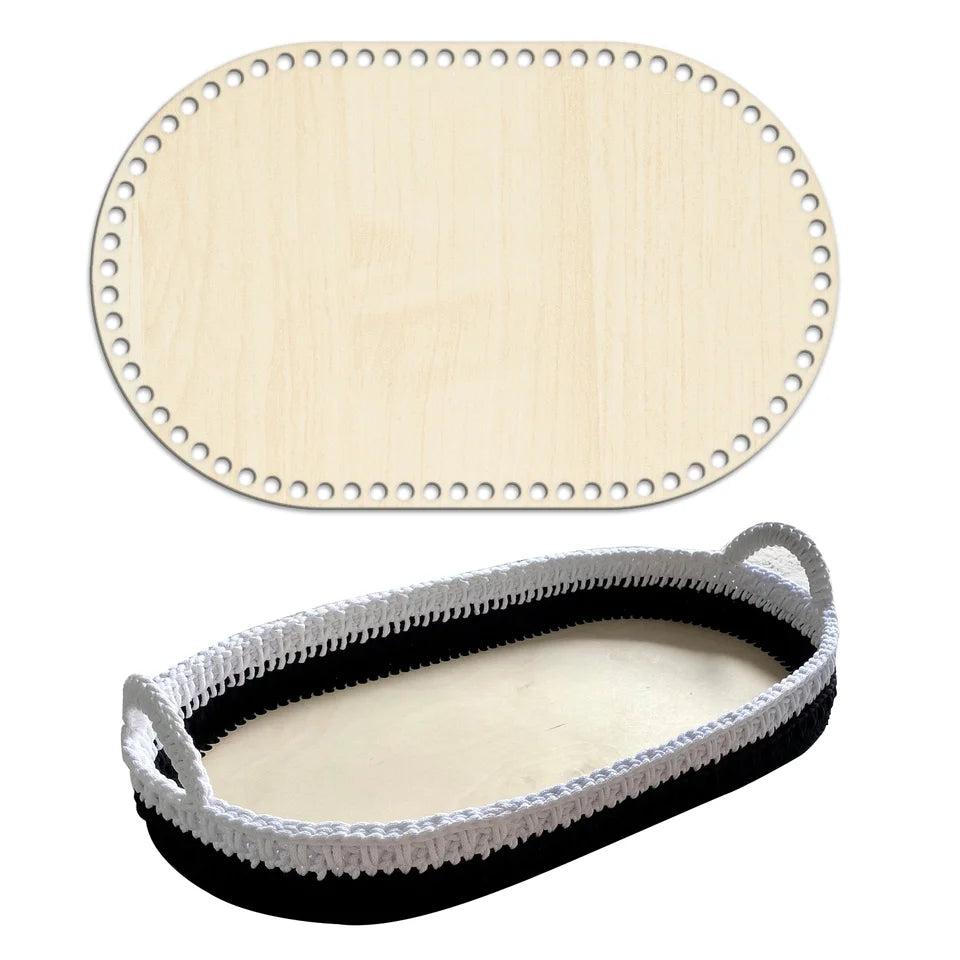 Natural Wooden Basket Bottom Hollow Crochet Basket Wood Base for Diy Knitting Bag Bottom Shaper Craft Making Weaving
