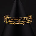 Elegant Women Jewelry Stainless Steel 18K Gold Plated American Style Tribal Gold Bangles