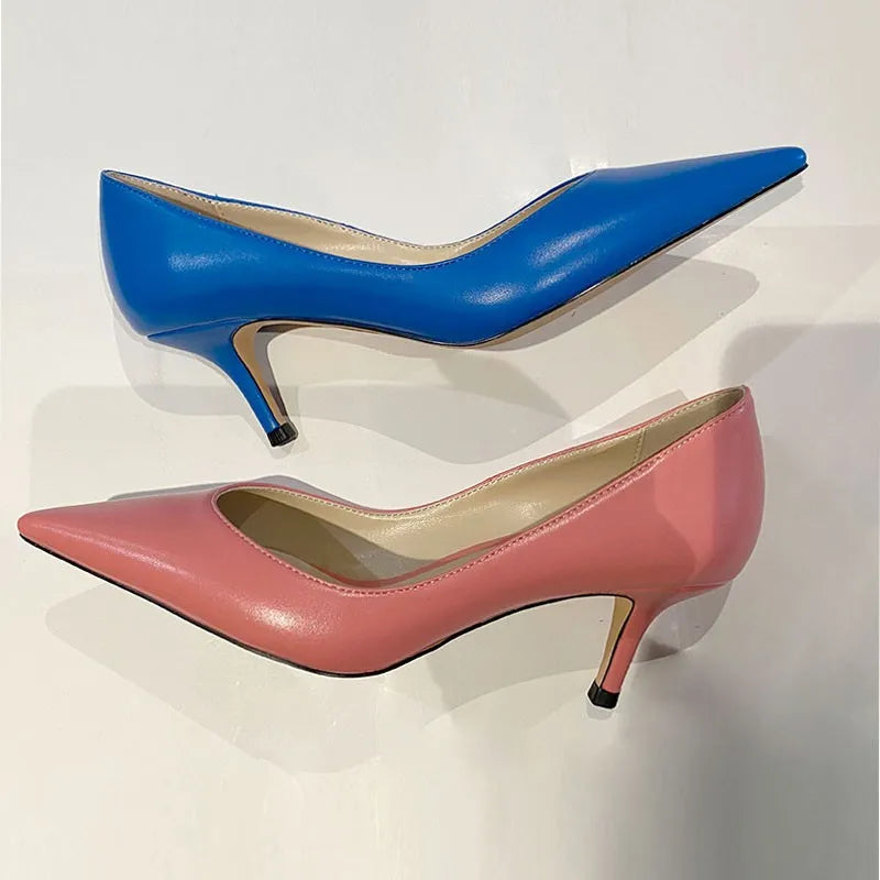 Chaussures Femme Zapatos De Mujer 6CM Pointy Toe Office Dress Shoes Slip on Business Kitten Heel Classic Pumps for Women