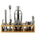 18-Piece Stainless Steel Bartender Kit Professional Cocktail Shaker Set Bamboo Stand Food Safe Eco-Friendly Bar Tools Metal
