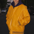 Supplier Custom Good Quality Men's Blank Bomber Jacket Full Leather With Sleeve Baseball Varsity Jackets