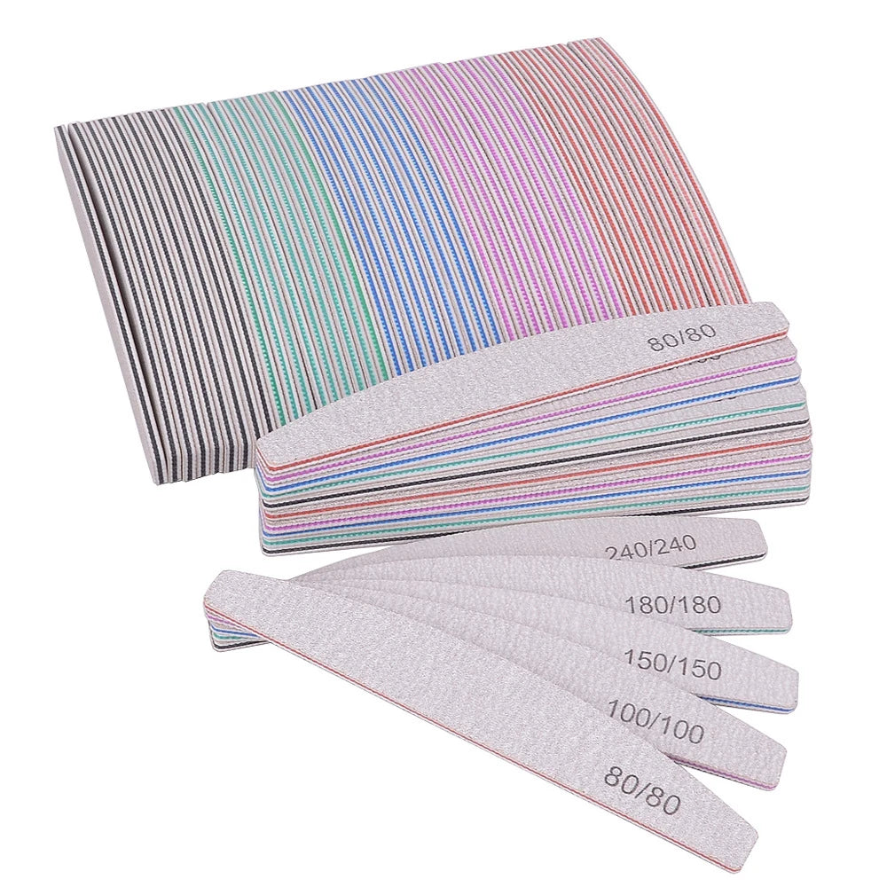Nail Supplies Wholesale Double-sided Long Strip Polishing Nail Buffer Manicure Scrub Half-moon Polishing File