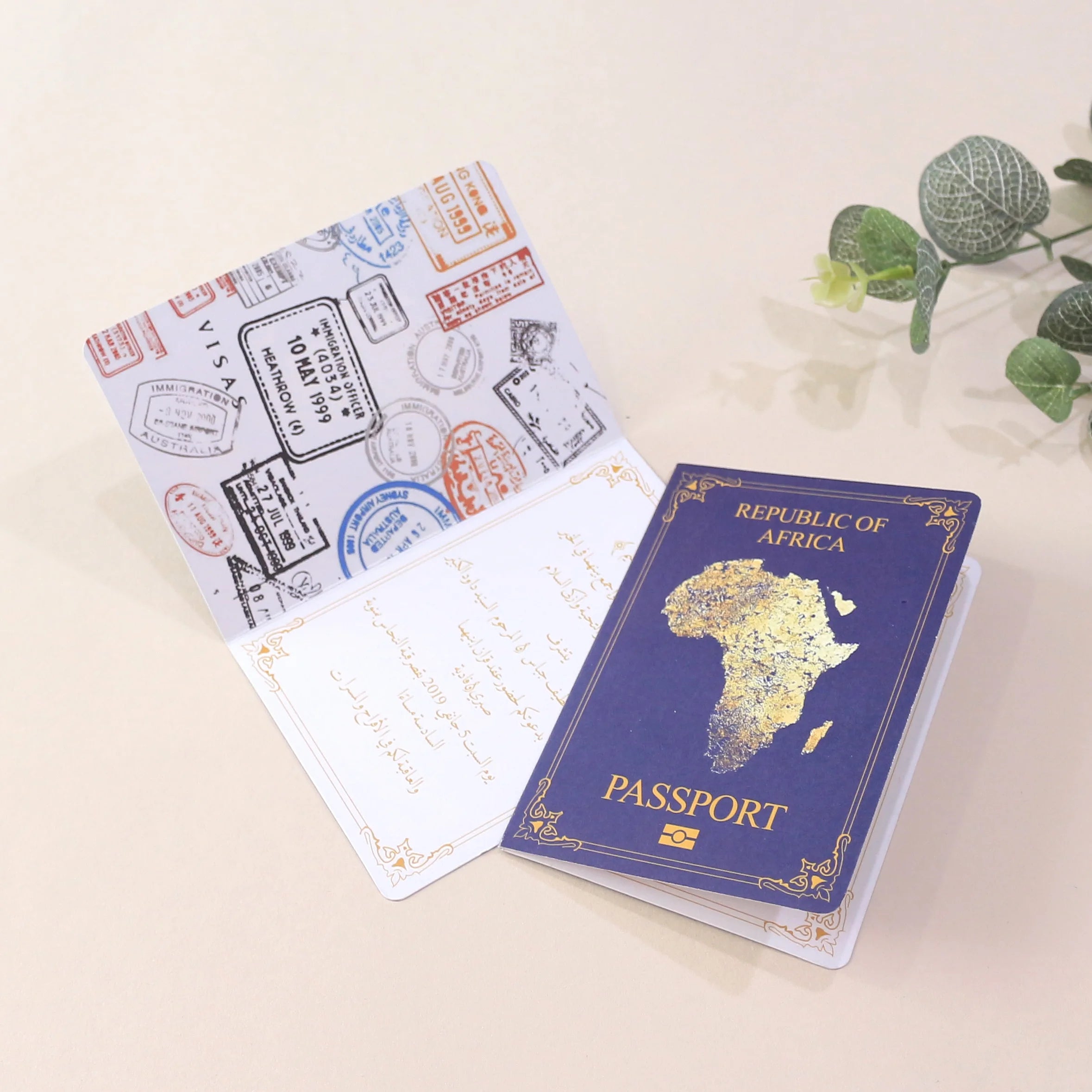 Africa Style Custom Design Luxury Wedding Invitation Cards Passport Wedding Invitations for Wedding