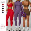 Seamless Tight Conjunto De Yoga Clothes Women Quick-Drying Fitness Sports Wear Outdoor Running 3 Piece Jacket Leggings Yoga Set