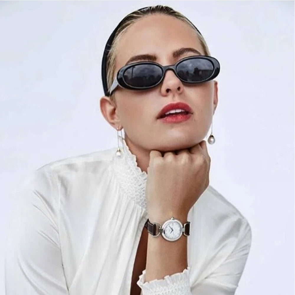 STORY STY4496 Cheap Retro Oval Unisex Sunglasses Designer Vintage Leopard Narrow Frame Sunglasses Women Hot Pink Female Shades