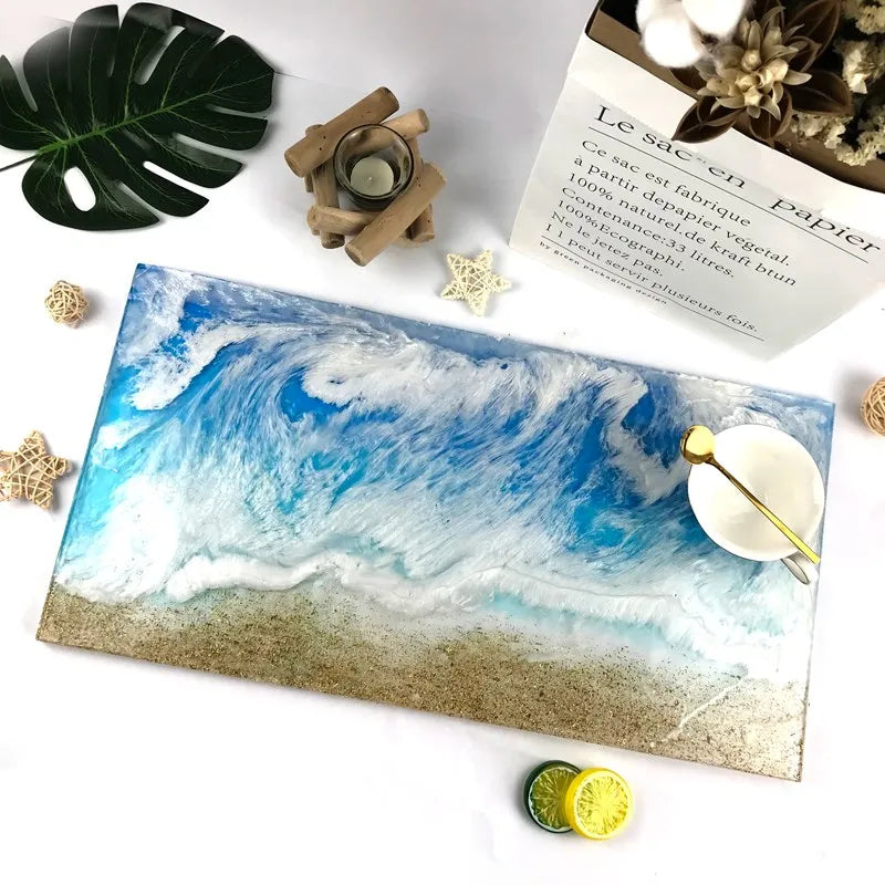 C-0584 Ocean desktop silicone mold DIY Gold Coast desktop decorative resin mirror glue dropping mold