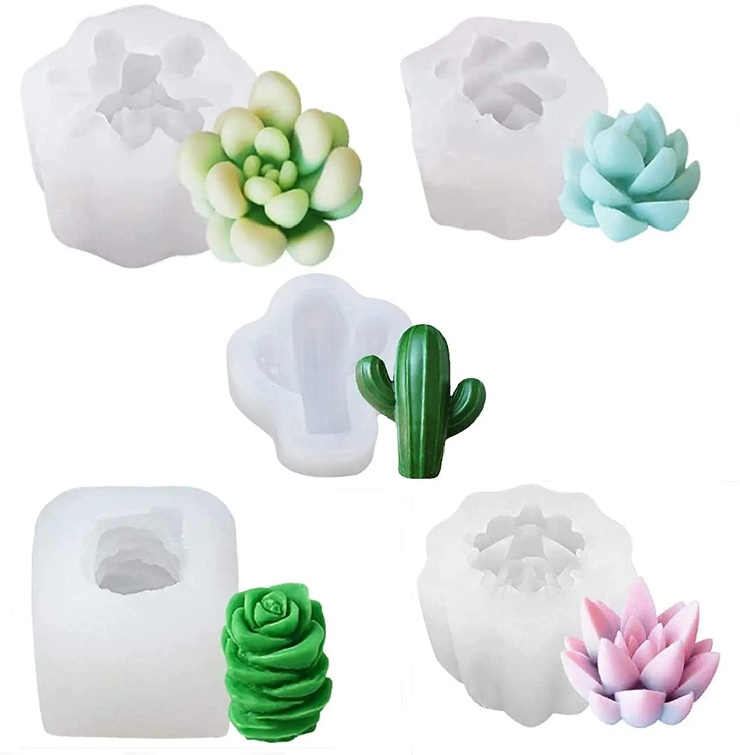10 Different Plant Design Fondant Mold for DIY Cake Topper Decoration  and Candle Soap Tealight Succulent Plant Molds Silicone