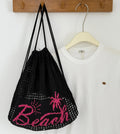 2025 Winter Autumn Spring Women's Lightweight Portable Knitted Crochet Beach Bag New Style Foldable Bucket Drawstring Backpack