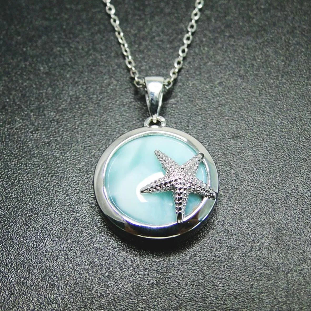 Solid Genuine S925 Sterling Silver Larimar Pendant Larimar Inlay Jewelry Wholesale Jewelry
