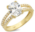 Fashion Latest Solid Real CZ White Gold Yellow Gold Rose Gold 14k Cushion Cut Moissanite Engagement Ring Women Rhodium Plated