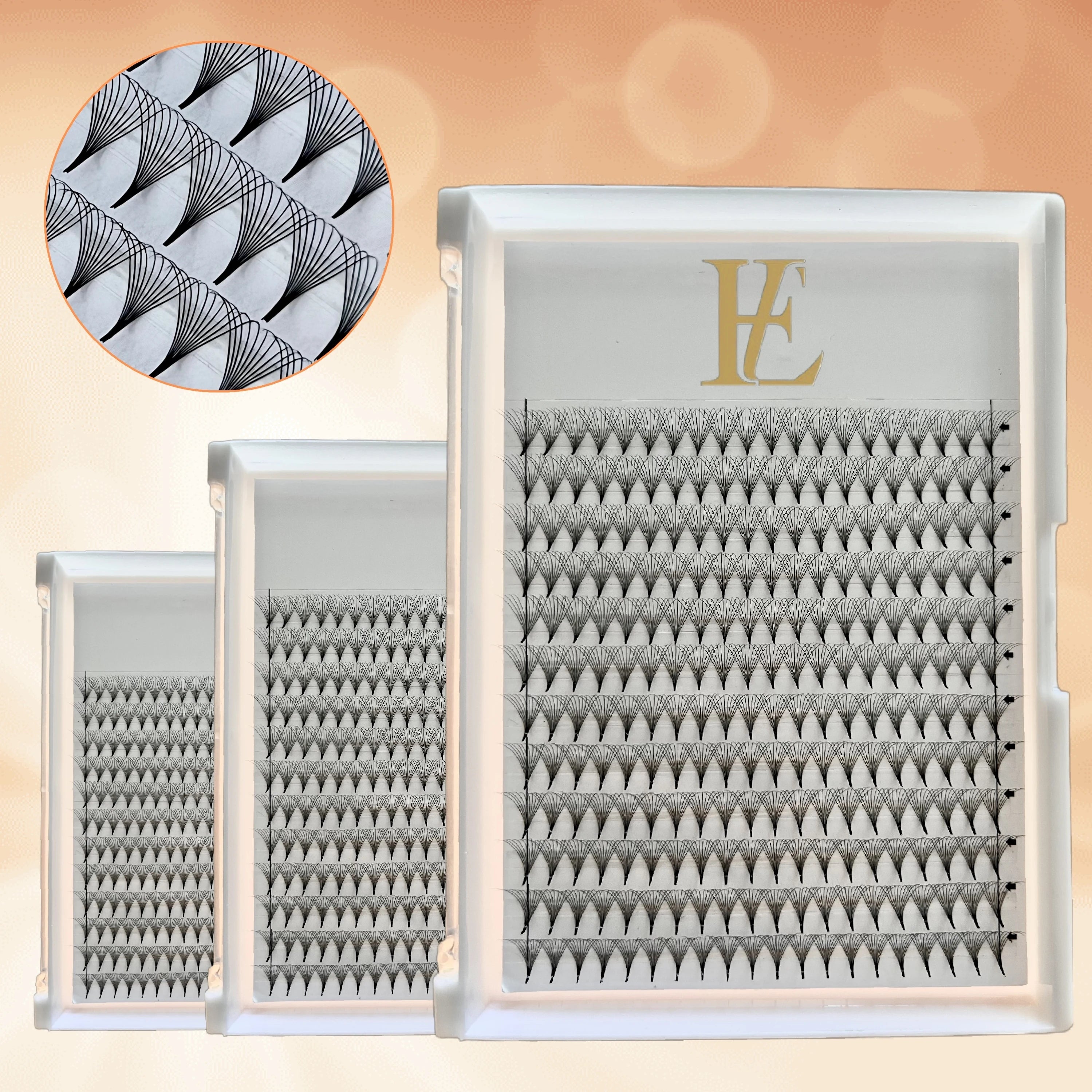 Hot Sale 6D-16D Pre Made Fans Heat Bonded Volume Eyelash Extensions With Pointy Base Long Stem