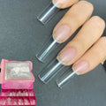 500Pcs 19-27mm Straight Abs French Stiletto Almond Clear Natural Nails Tip Artificial Nails Short Square Nail Tips