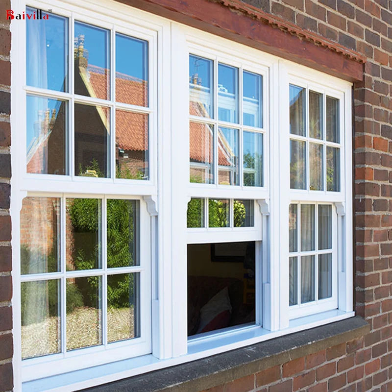Modern Design Double Hung Window American Sash Vertical Sliding Glass Aluminum Alloy Frame Stainless Steel Screen for Hotels