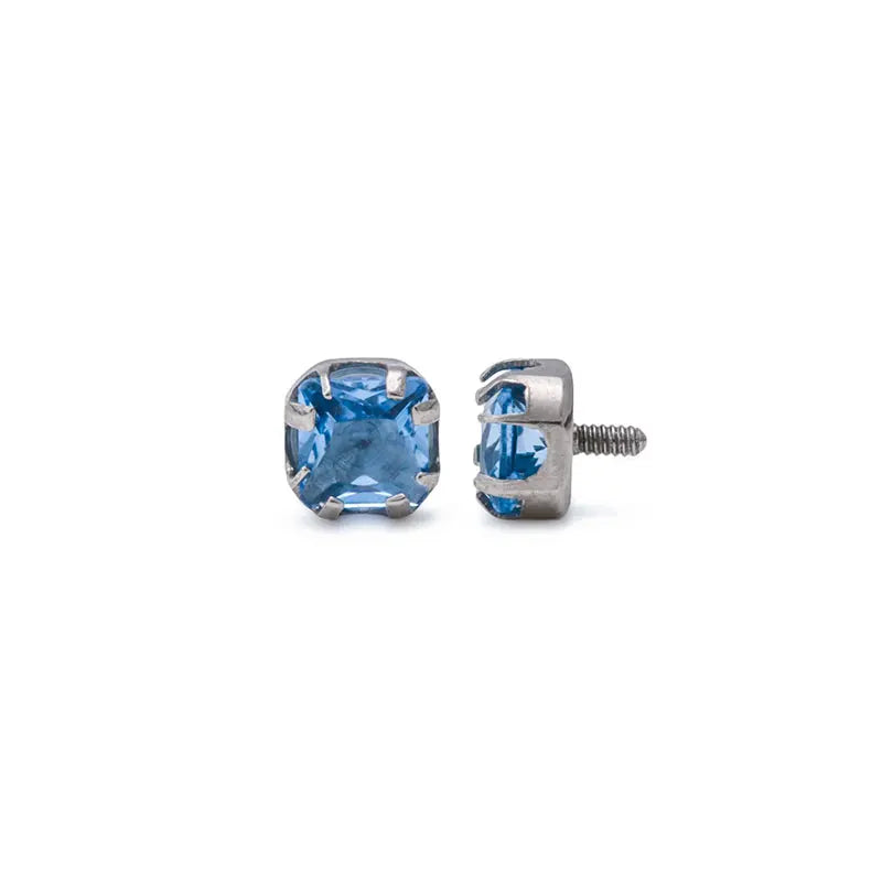 Fashionable Square Jewel Top Body for Children Internally Threaded Titanium Corner Prong-Set Zircon for Weddings Engagements