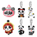 Lovely Basketball Kung Fu Panda Cartoon Charm Real 925 Sterling Silver Animal Enamel Beads Fit Original Snake Bracelet Women