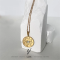 Carline Round Tarot Card Necklace Zircon Necklaces Wholesale Stainless Steel Link Chain Necklace 18k Gold Plated for Women
