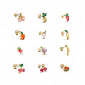 European  American Fashion Piercing Jewelry Colorful Zircon Non-Fading Earrings Screw Twist Ball Piercing Fruit Ear Bone Stud