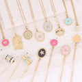 Personality Stainless Steel Gold Cross Necklace Enamel Devil Eye Pendant Link Jewelry for Women