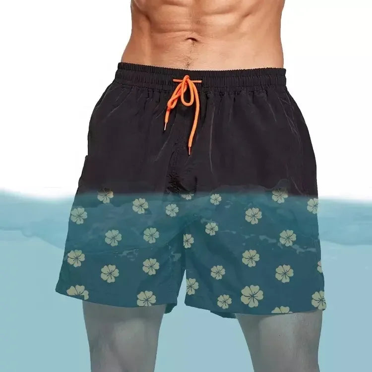 Summer Magic Trunks Custom Design Water Activated Shorts Men's Quick Dry 100% Polyester Beach Short With Change Color