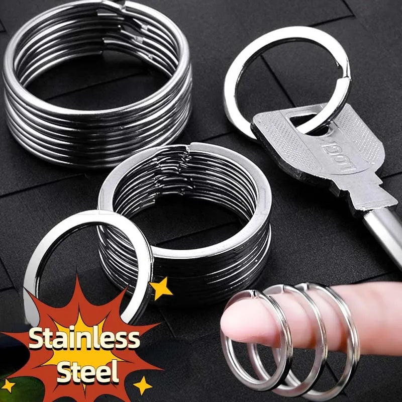 1-Inch Key Rings Flat Split Keychain Bulk Heavy Duty Strong Keyring for Car Home Large Metal Dog Ring Tag Lanyards School Diy