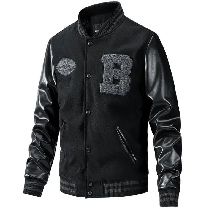 High Quality Wholesale Patchwork Varsity Jackets Baseball Jackets Woolen Leather Coat for Men