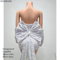 Ocstrade Latest 21St Bow Short Mini Birthday Dresses for Ladies Shiny Women Sequin White Party Short Evening Dresses Elegant