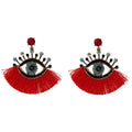2023 Boho Colorful Crystal Devil Eye Earrings Vintage Rhinestone Crystal Evil Eyes Tassel Earrings For Girls