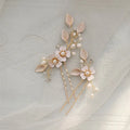 SLBRIDAL Handmade Alloy Flower Freshwater Pearls Bridal Hair Pin Wedding Hair Sticker Women Bridesmaids Jewelry Hair Accessories