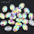 JUNAO 4*6mm 10*14mm 18*25mm Fancy Diamond Crystal AB Strass Oval Shape Glass Pointback Rhinestone for Wedding Dress