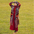Women Autumn New Design Long Sleeves Bohemian Jacquard Long Style Vintage Red Casual Sweater Tassel Cardigan