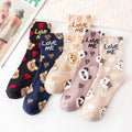 Wholesale Cute Cartoon Bear Cat Animal Socks Women Korean Fun Novelty Cotton Crew Socks