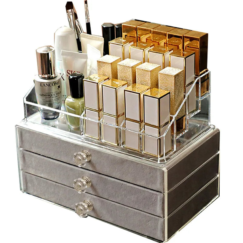 2025 New Wholesale Custom Logo Acrylic Jewelry Case for Jewelry Ring Necklace Organizer Make up Organizer with Drawers