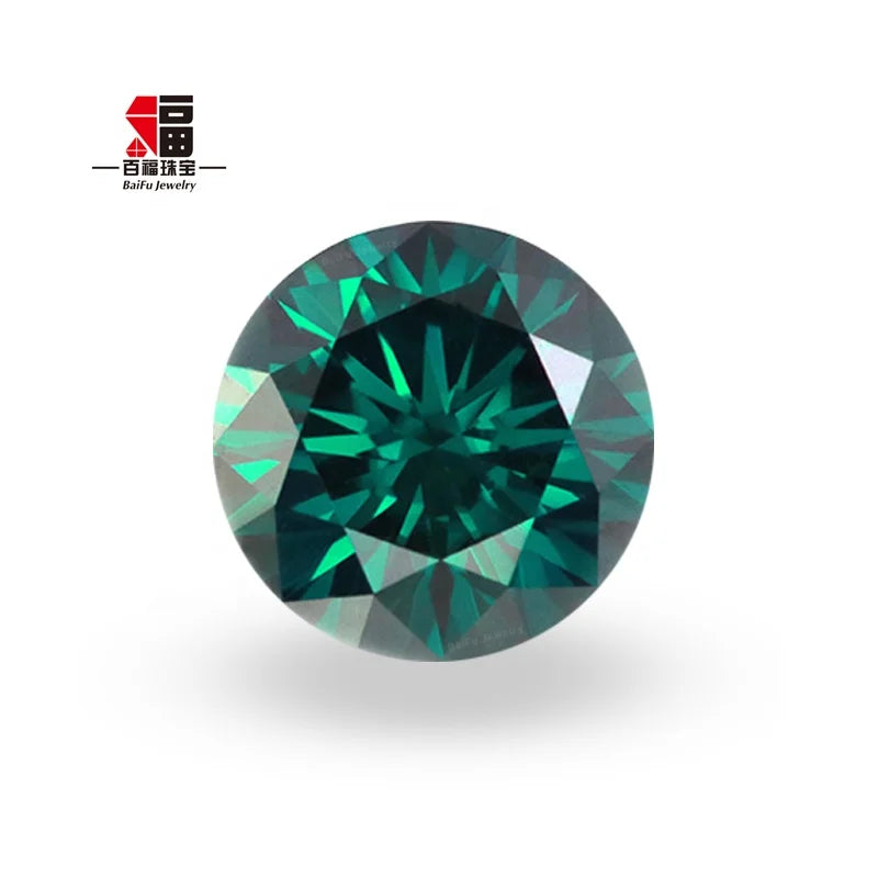 Baifu Jewelry Top Quality Loose Round Dark Green Moissanite