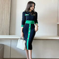 Boutique Wholesale 2025 Spring New Fashionable Korean Style Slimming Color Blocked Single Breasted Knitted Women's Dress