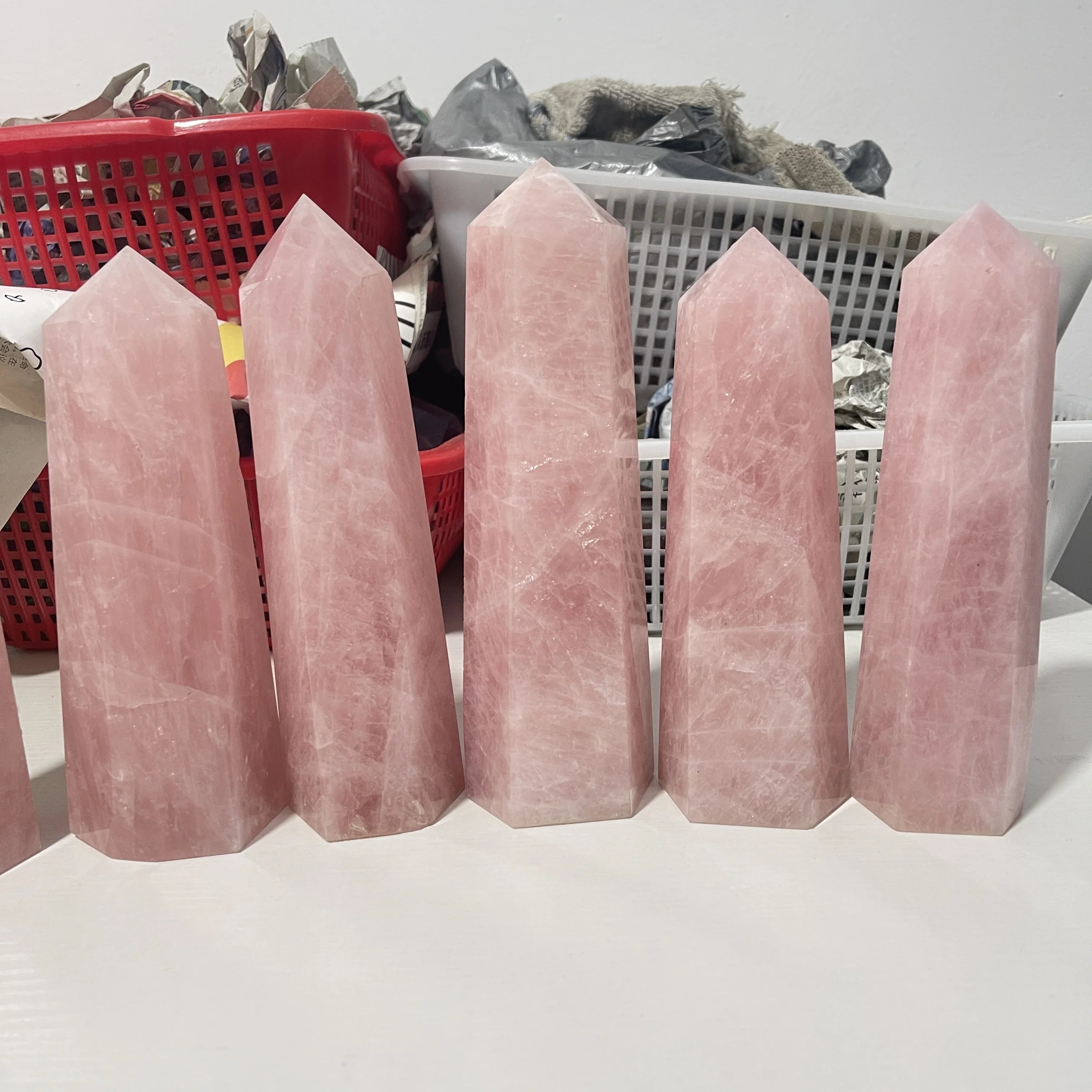 Wholesale Natural Big Size Rose Quartz Wand Point for Decoration