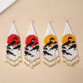 Bohemian Vintage Animal Bird Shape Stud Earrings With Long Fringed Seed Beads Religious Style Religious Jewelry for Anniversary