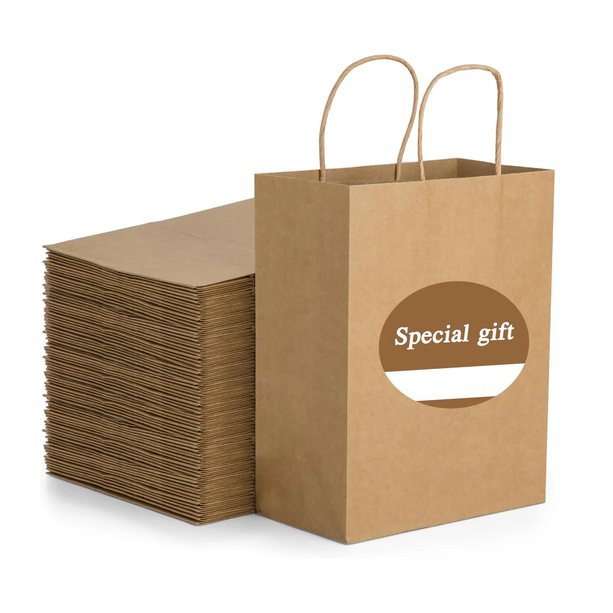 Factory Supply Logo Printed Retail Party Personalized Food Shopping Bag Brown 28*15*28 Packaging With Handle Euro Tote Gift Bags