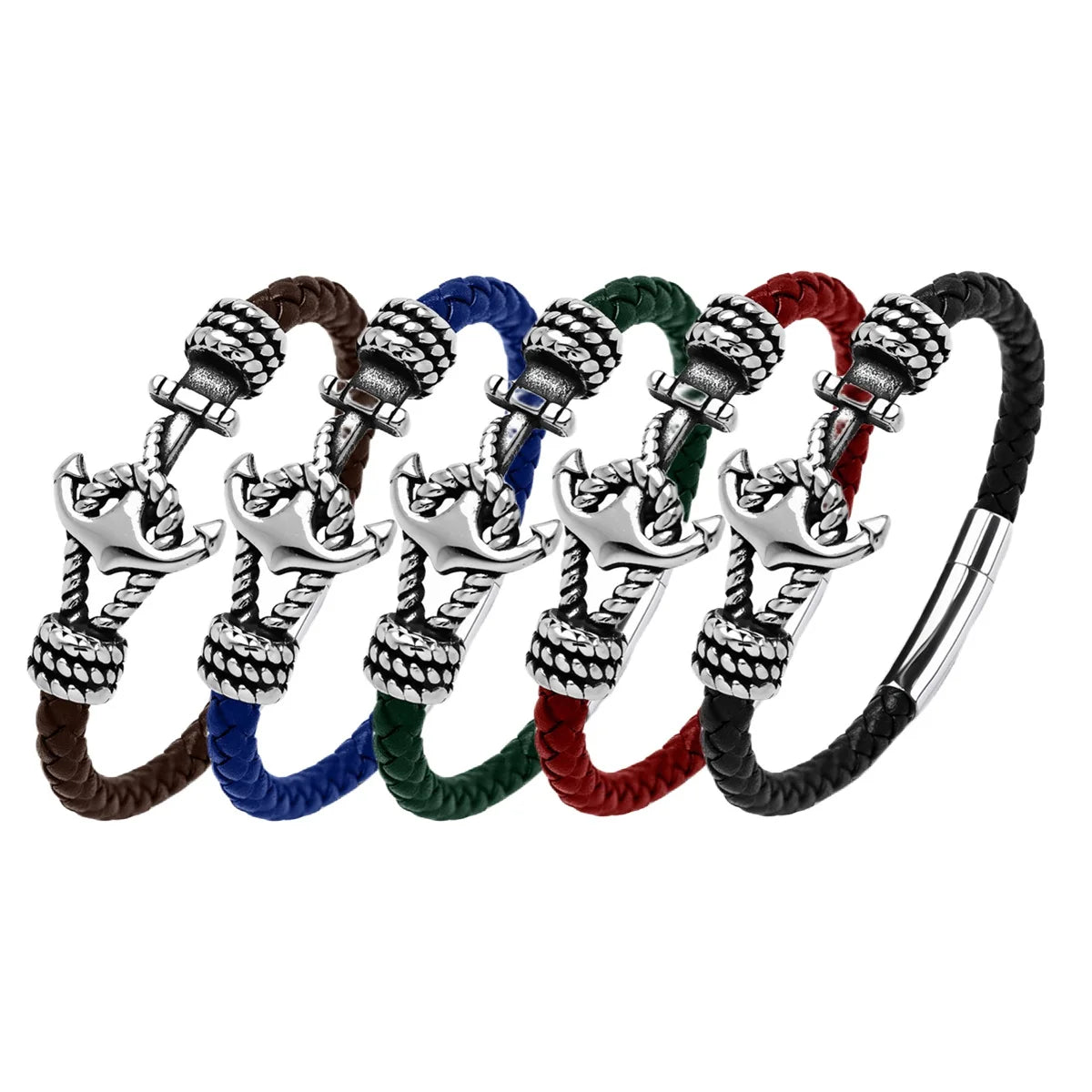 Latest Hot Sale Handmade Fashion Men's Jewelry Vintage Ship's Anchor Charm Leather Bracelet