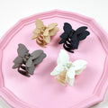 Matte Double Layer Butterfly Hair Claw Clip Plastic Shark Clips for Women 4 Colors Neutral Solid Hair Claws for Thin Hair Daily