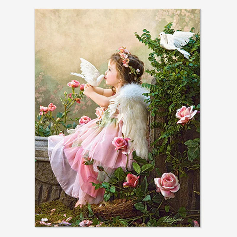 5D Diamond Painting Kits Angel Cherub Garden Pigeon 100% Full Diamond Environment Friendly Children DIY Gift Decorative