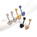 High Polished Gold Plated Trendy Engagement Children's Stainless Steel Heart External Thread Navel Belly Button Rings