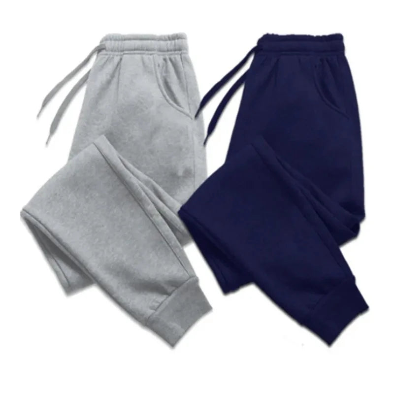 Men's Plus Size Fleece-Lined Fitness Running Casual Pants Loose Fit Mid Waist Flat Front Straight Pattern Wholesale