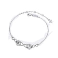 Original New 925 Sterling Silver Adjustable Bracelet Women Girls-Fine Jewelry Cubic Zirconia Love Heart Infinity Charm Perfect