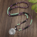 Wholesale 8mm Natural Amethyst Aventurine Stone 108 Mala Crystal Gemstone Beads Necklace With Lotus Flower Pendant for Man Women