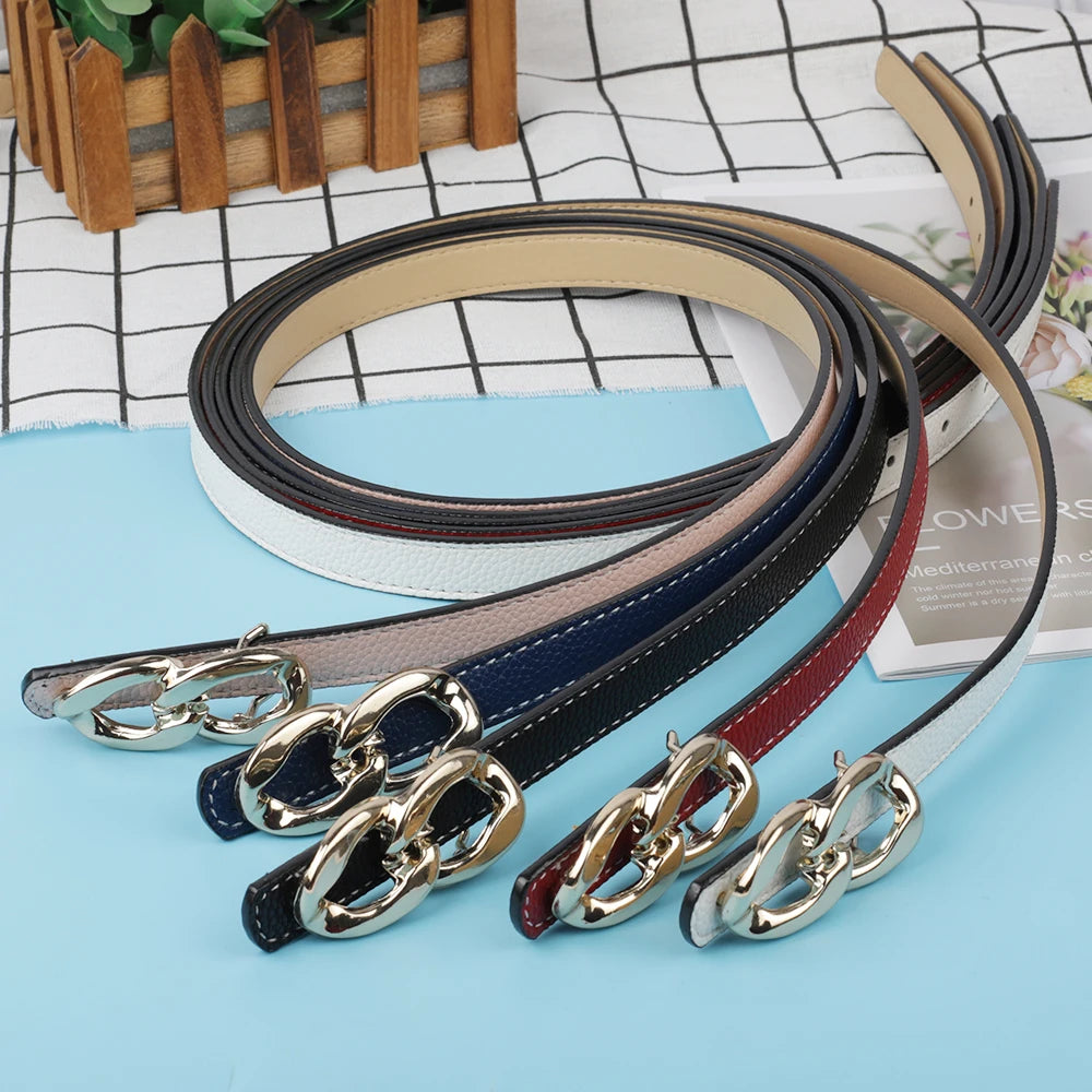 PU Leather Women Waist Belt DesignerWomen Dress Party Cowhide Knot Belt Gold Alloy Buckle Waistband Jeans Female Gift